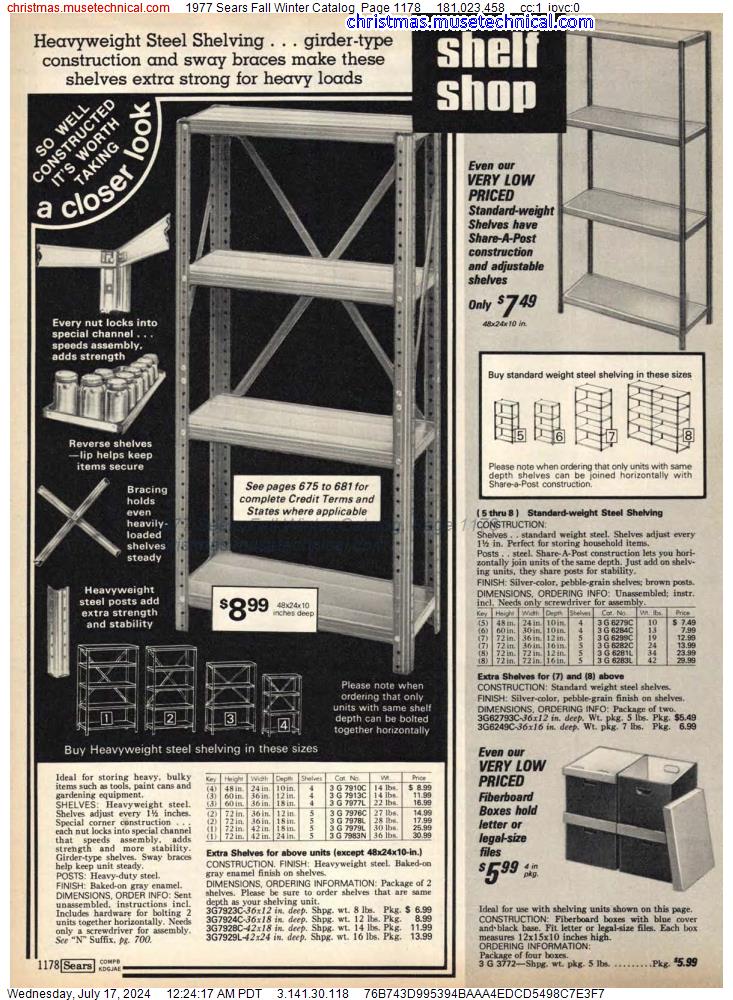 1977 Sears Fall Winter Catalog, Page 1178