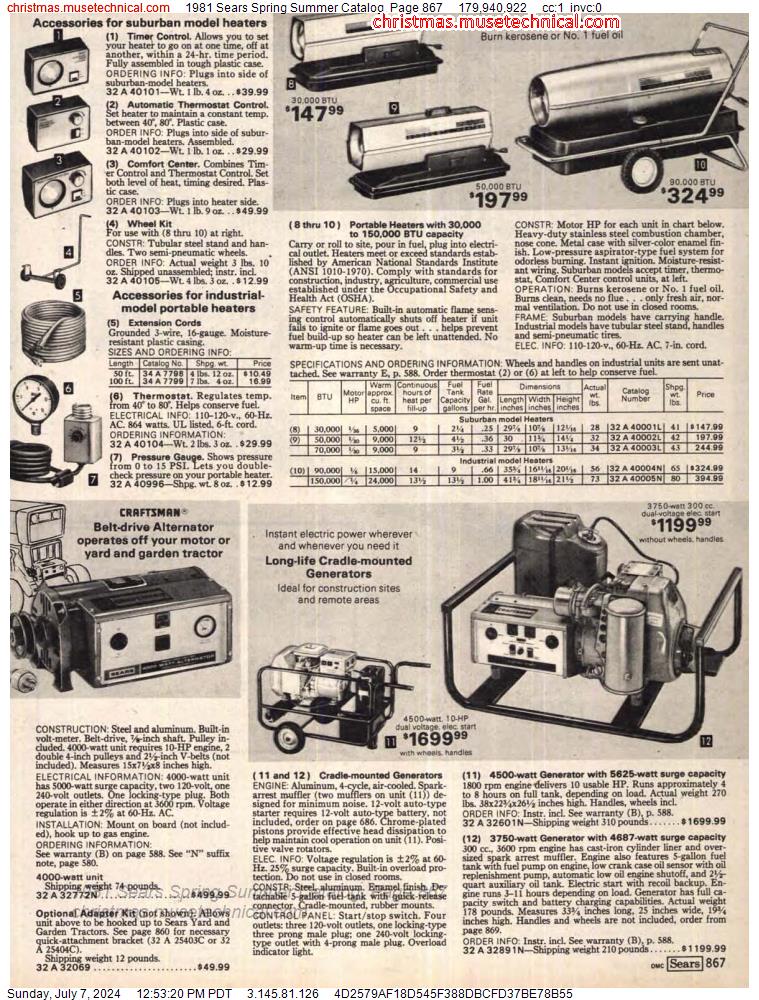 1981 Sears Spring Summer Catalog, Page 867