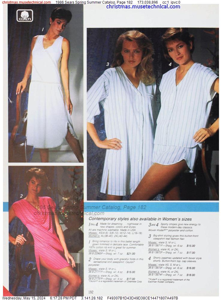 1986 Sears Spring Summer Catalog, Page 182