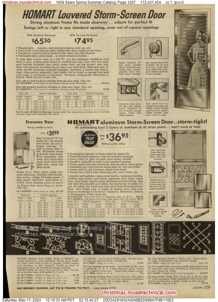 1959 Sears Spring Summer Catalog, Page 1207