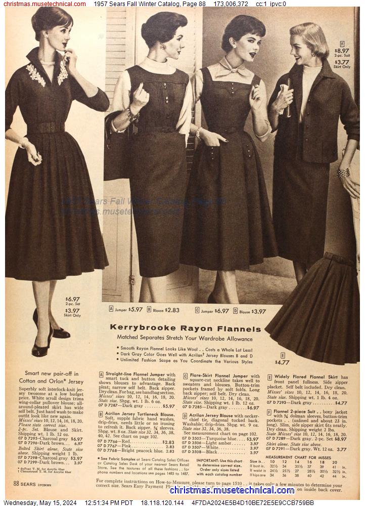 1957 Sears Fall Winter Catalog, Page 88