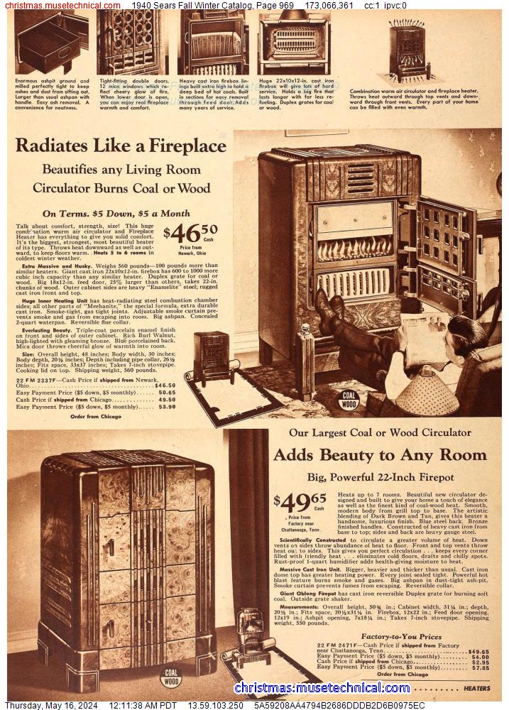 1940 Sears Fall Winter Catalog, Page 969