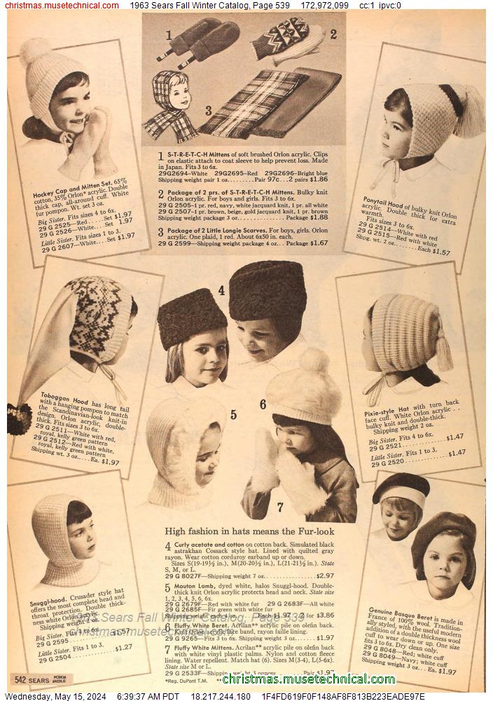 1963 Sears Fall Winter Catalog, Page 539