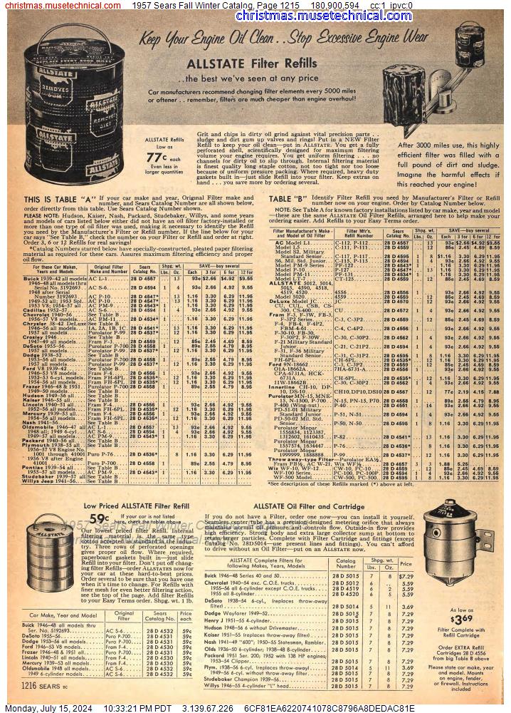 1957 Sears Fall Winter Catalog, Page 1215