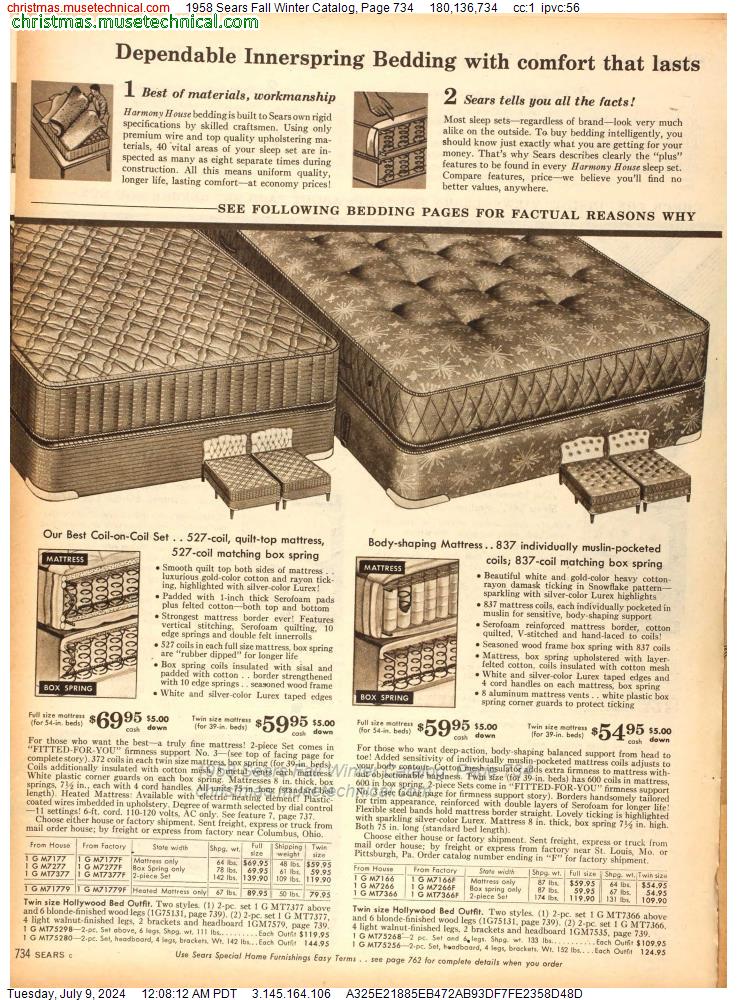 1958 Sears Fall Winter Catalog, Page 734