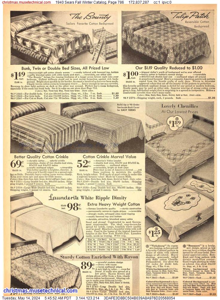 1940 Sears Fall Winter Catalog, Page 786