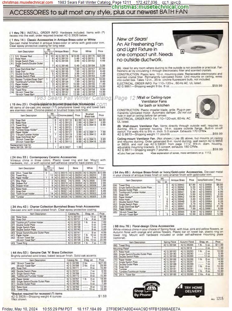 1983 Sears Fall Winter Catalog, Page 1211