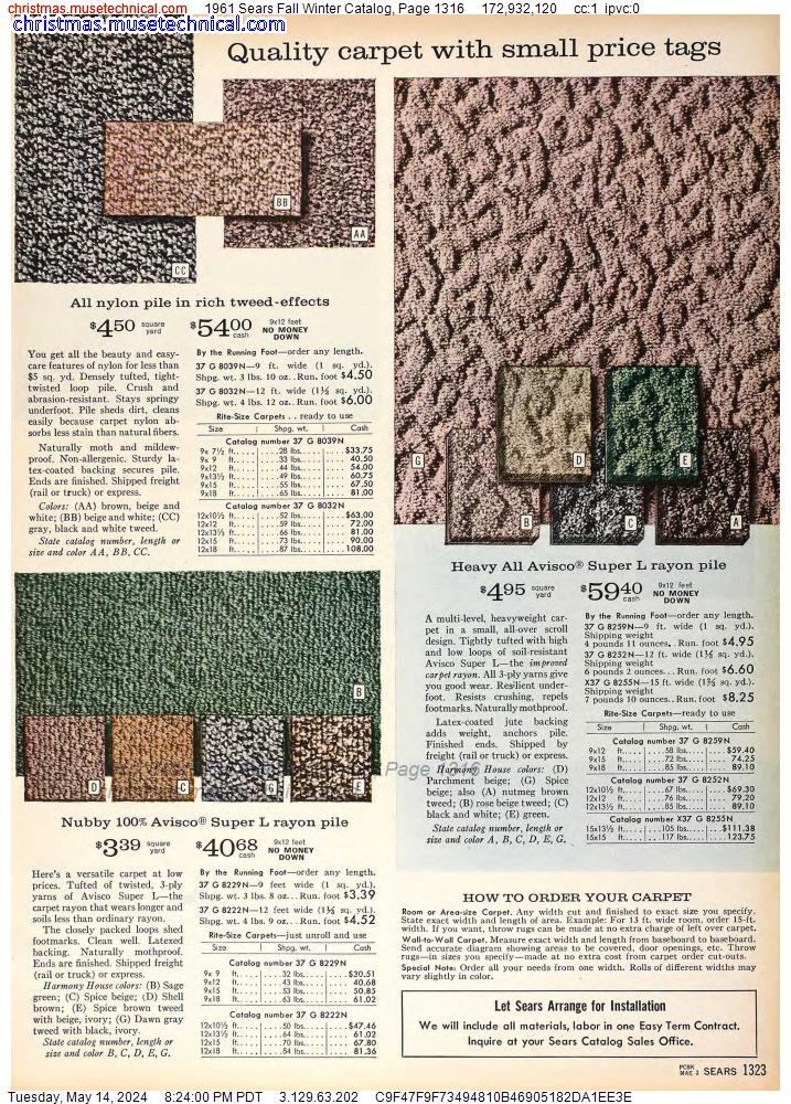 1961 Sears Fall Winter Catalog, Page 1316