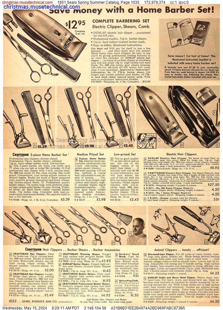 1951 Sears Spring Summer Catalog, Page 1035