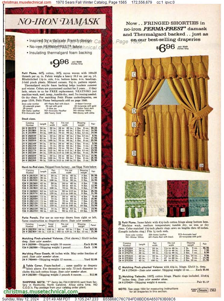 1970 Sears Fall Winter Catalog, Page 1565