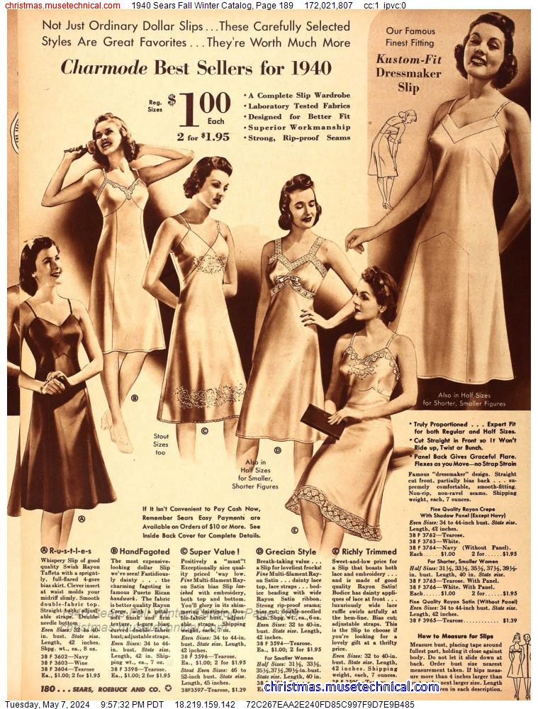 1940 Sears Fall Winter Catalog, Page 189
