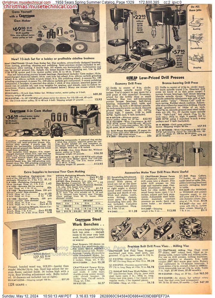 1958 Sears Spring Summer Catalog, Page 1329
