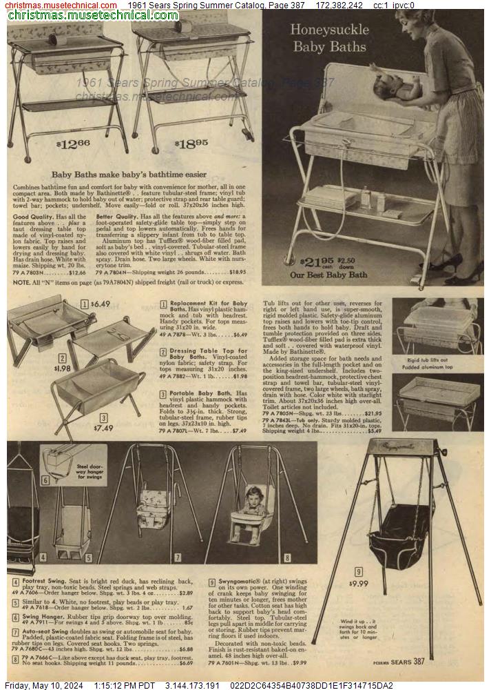 1961 Sears Spring Summer Catalog, Page 387