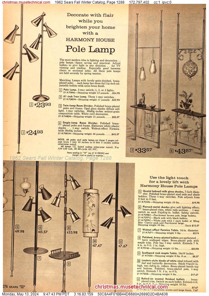 1962 Sears Fall Winter Catalog, Page 1288