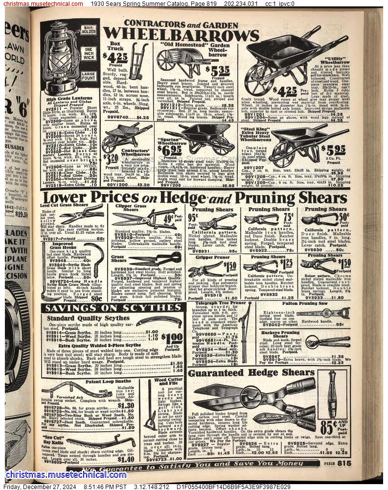 1930 Sears Spring Summer Catalog, Page 819