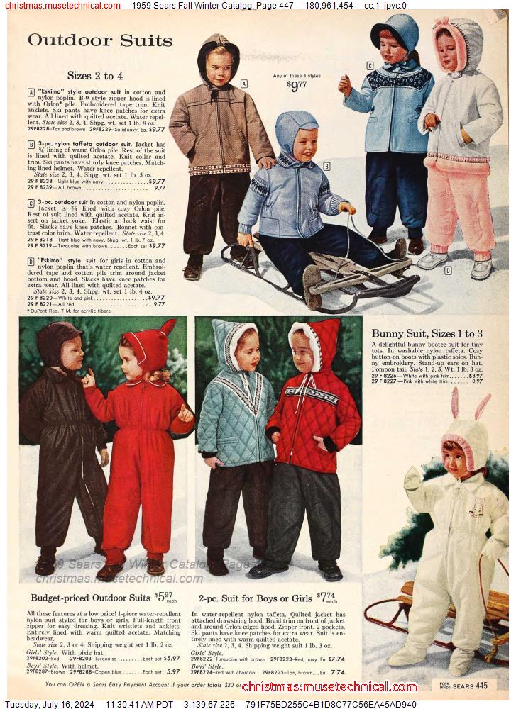 1959 Sears Fall Winter Catalog, Page 447