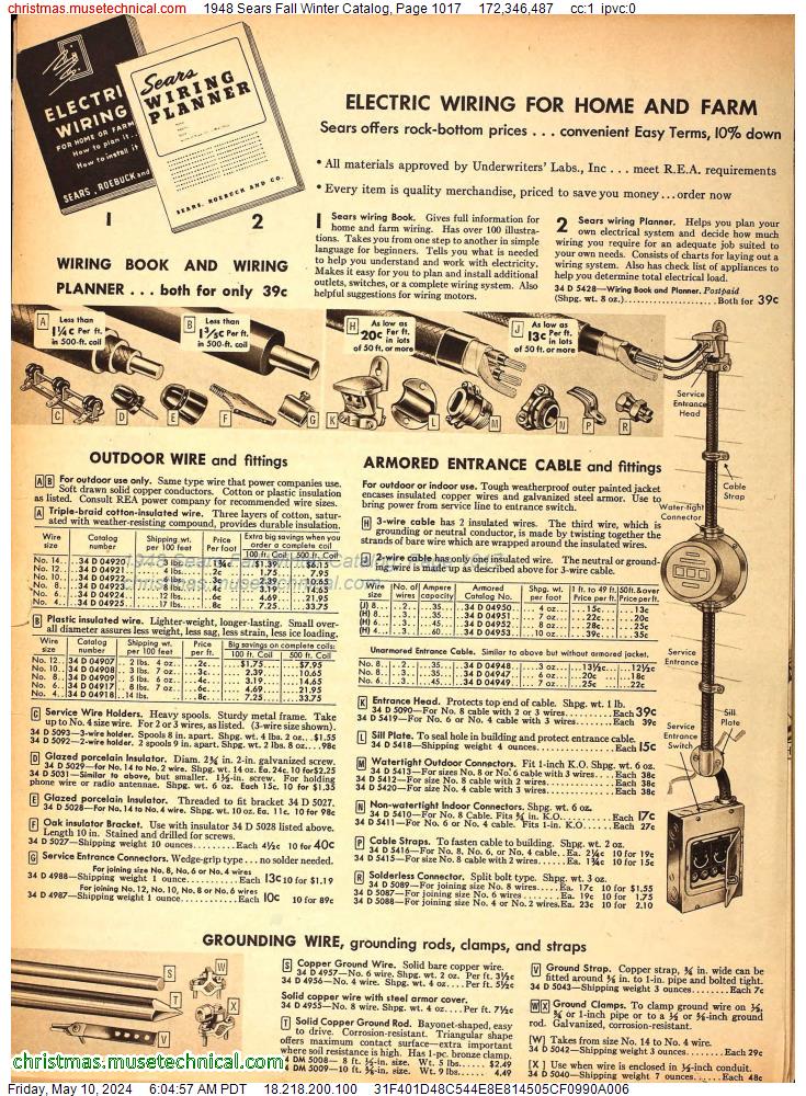 1948 Sears Fall Winter Catalog, Page 1017