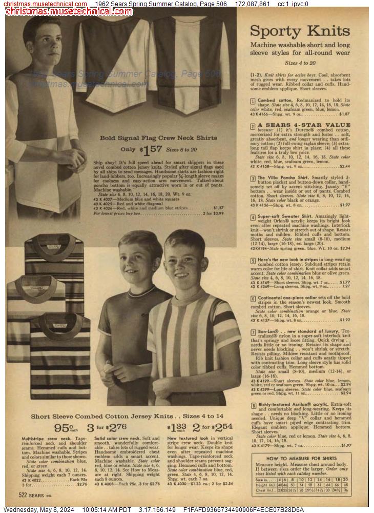 1962 Sears Spring Summer Catalog, Page 506