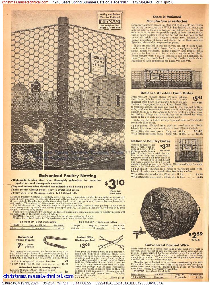 1943 Sears Spring Summer Catalog, Page 1107