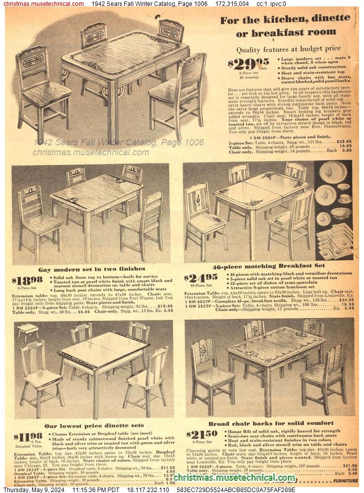 1942 Sears Fall Winter Catalog, Page 1006