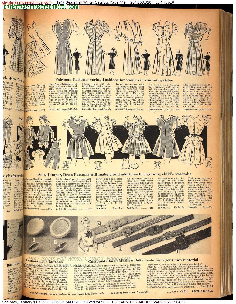 1947 Sears Fall Winter Catalog, Page 449