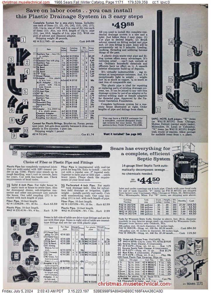 1966 Sears Fall Winter Catalog, Page 1171