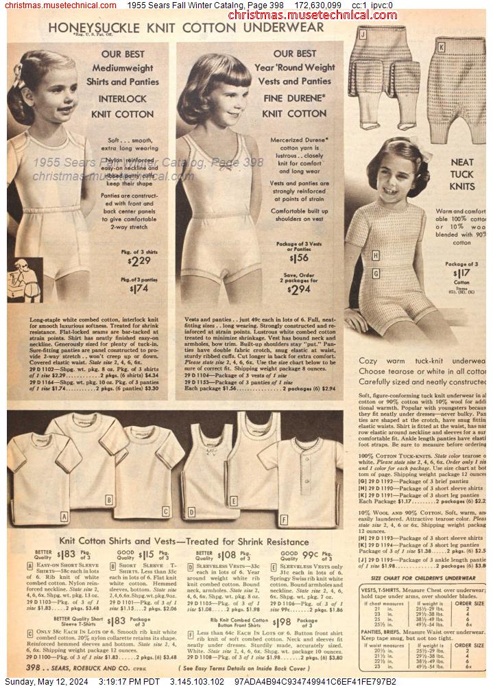 1955 Sears Fall Winter Catalog, Page 398
