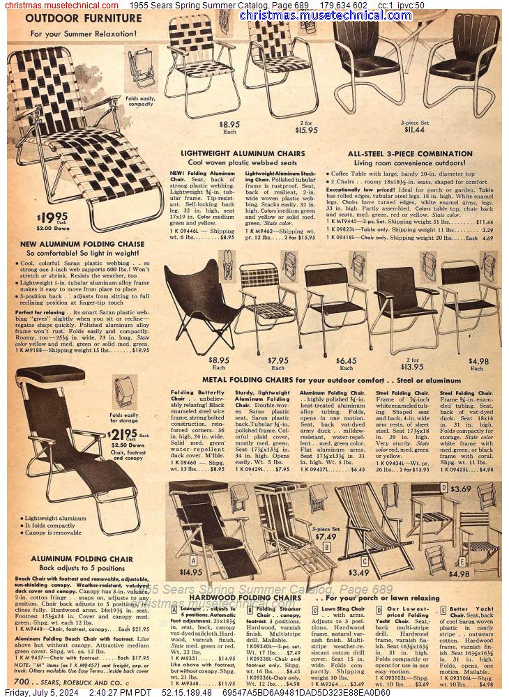 1955 Sears Spring Summer Catalog, Page 689