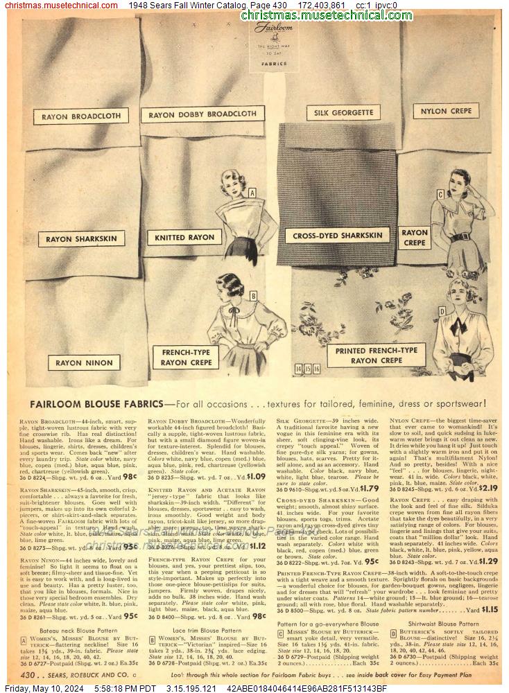 1948 Sears Fall Winter Catalog, Page 430