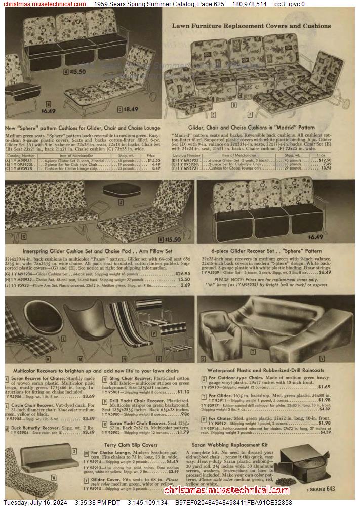 1959 Sears Spring Summer Catalog, Page 625