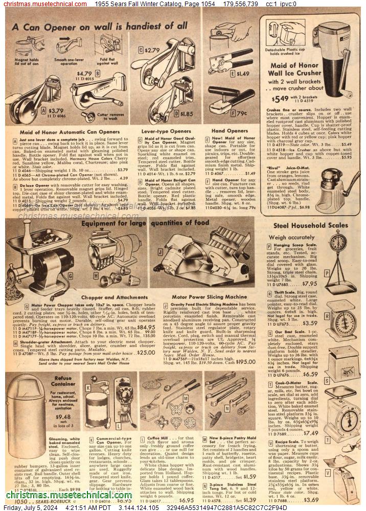 1955 Sears Fall Winter Catalog, Page 1054
