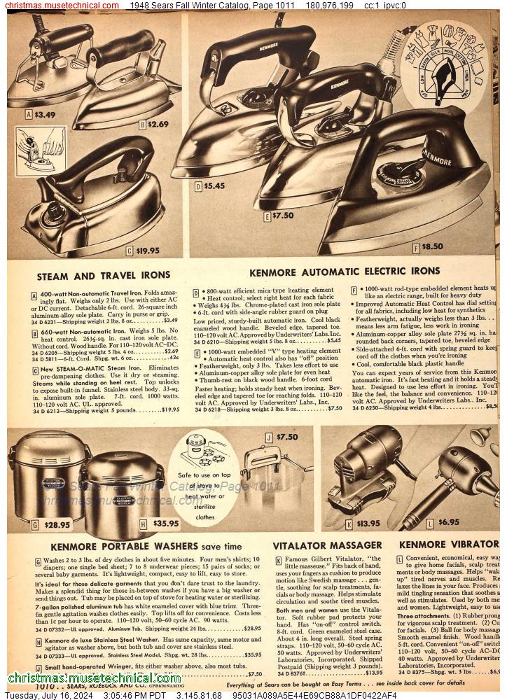 1948 Sears Fall Winter Catalog, Page 1011