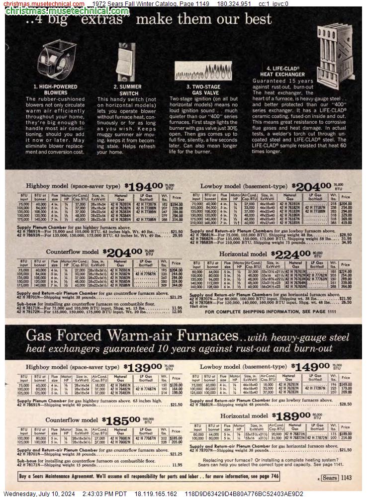 1972 Sears Fall Winter Catalog, Page 1149