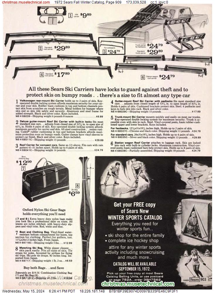 1972 Sears Fall Winter Catalog, Page 909