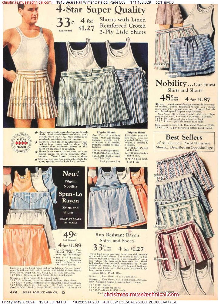 1940 Sears Fall Winter Catalog, Page 503
