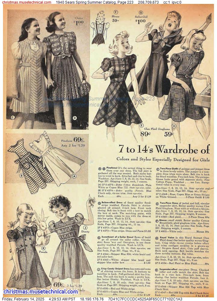 1940 Sears Spring Summer Catalog, Page 223