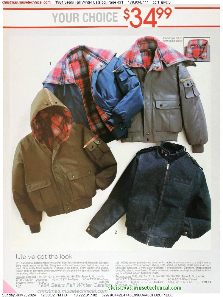 1984 Sears Fall Winter Catalog, Page 431