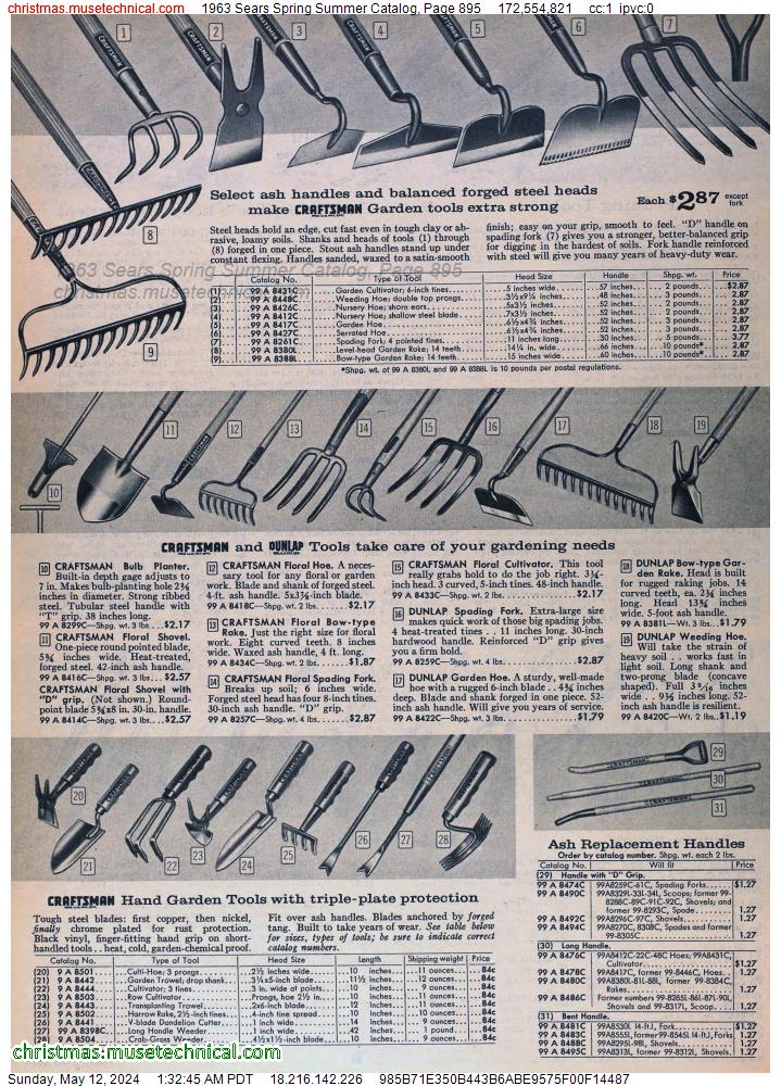 1963 Sears Spring Summer Catalog, Page 895