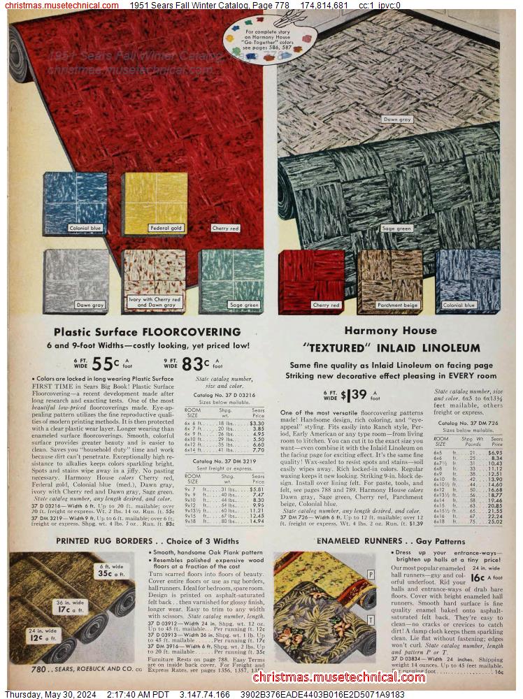 1951 Sears Fall Winter Catalog, Page 778