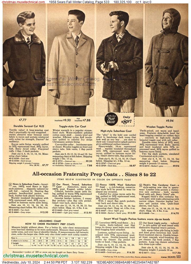 1958 Sears Fall Winter Catalog, Page 533