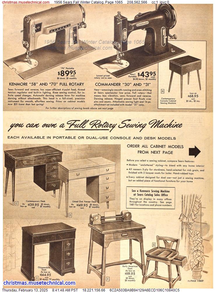 1956 Sears Fall Winter Catalog, Page 1065