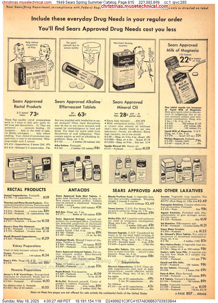 1949 Sears Spring Summer Catalog, Page 815