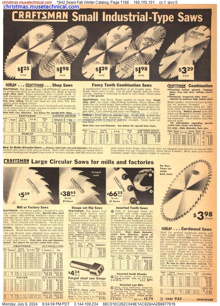 1942 Sears Fall Winter Catalog, Page 1188