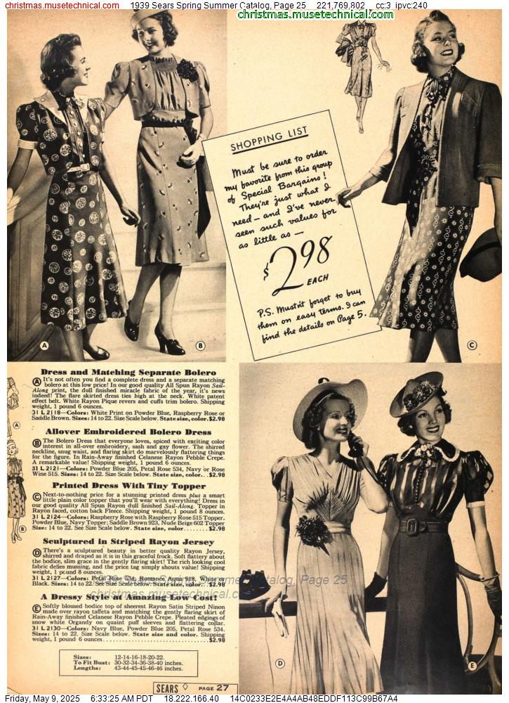 1939 Sears Spring Summer Catalog, Page 25