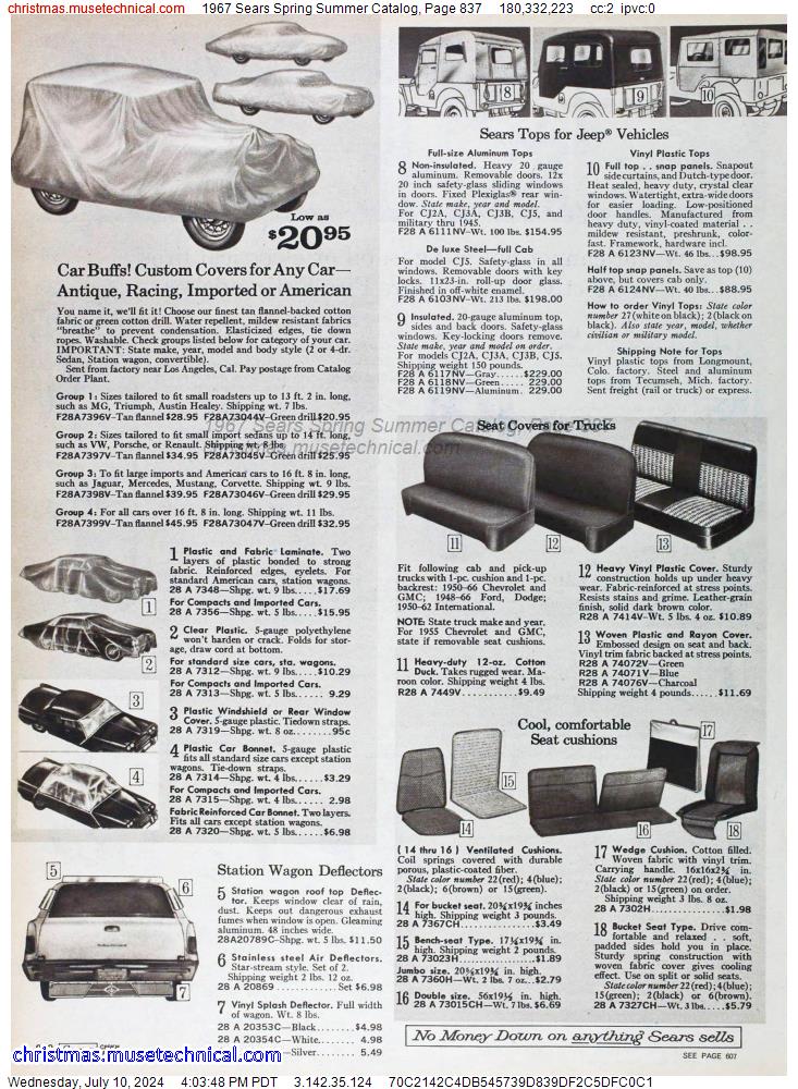 1967 Sears Spring Summer Catalog, Page 837
