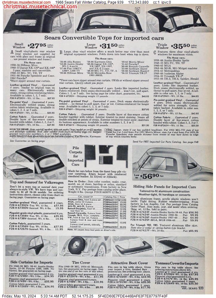 1966 Sears Fall Winter Catalog, Page 939