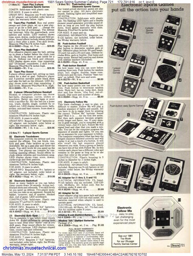 1981 Sears Spring Summer Catalog, Page 721