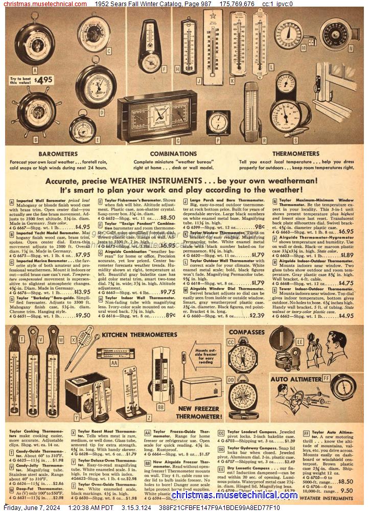 1952 Sears Fall Winter Catalog, Page 987