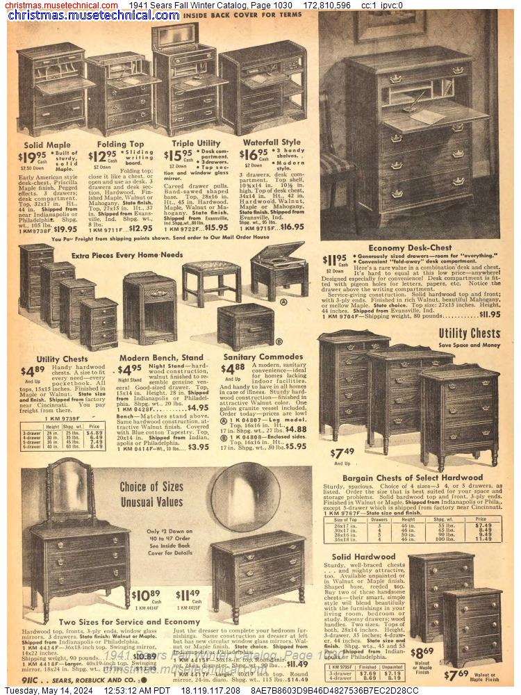 1941 Sears Fall Winter Catalog, Page 1030