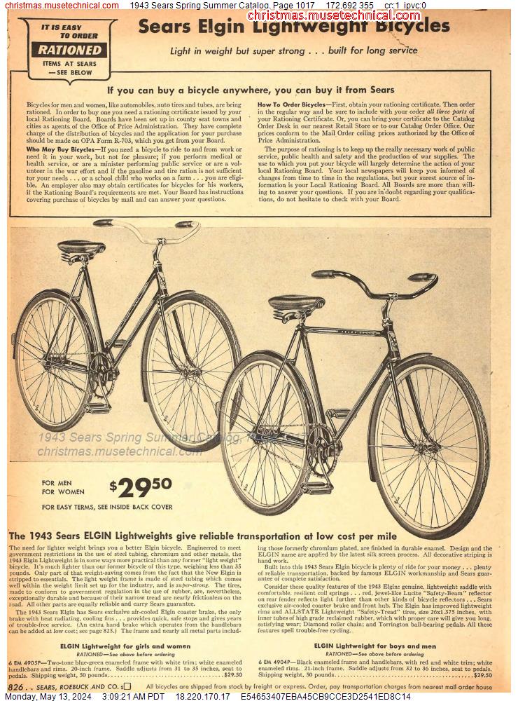 1943 Sears Spring Summer Catalog, Page 1017
